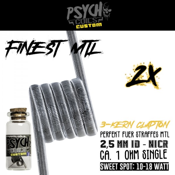 2x Psycho Coils Handmade Finest MTL 1,0 Ohm