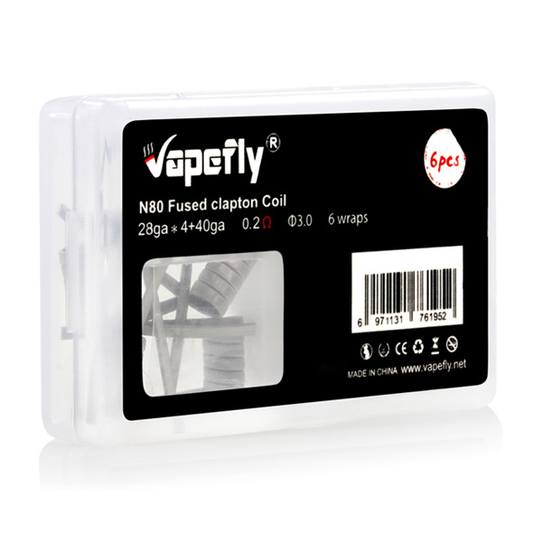 6x Vapefly Prebuild Ni80 Fused Clapton Coil 0.2 Ohm