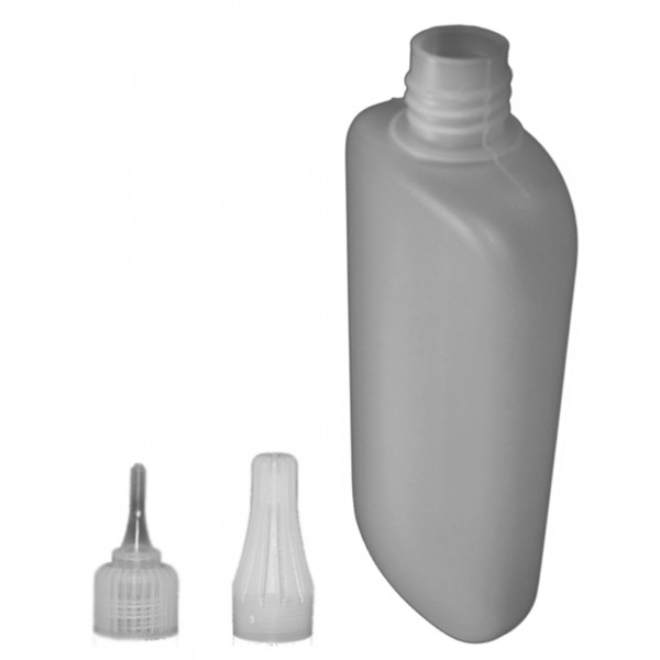 100 ml Leerflasche oval mit Deckel und Spitze transparent