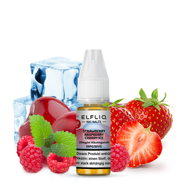 Elfbar Elfliq Strawberry Raspberry Cherry Ice Nikotinsalz Liquid 10ml