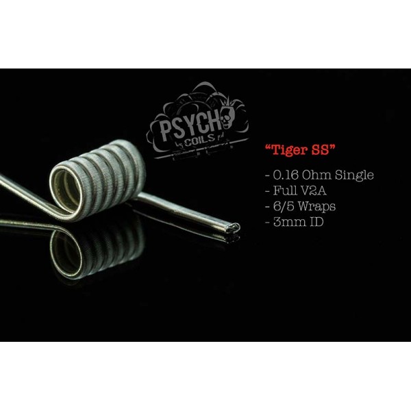 2x Psycho Coils Handmade Tiger SS 0,16 Ohm