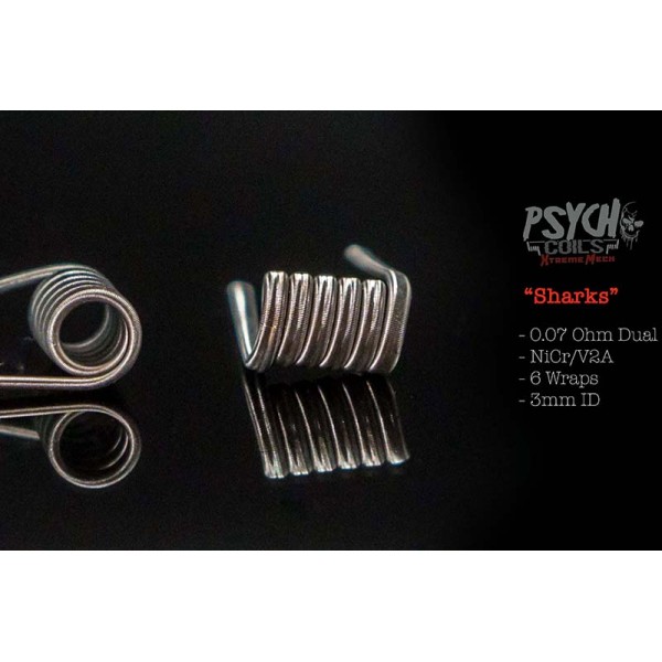 2x Psycho Coils Handmade Sharks 0,07 Ohm