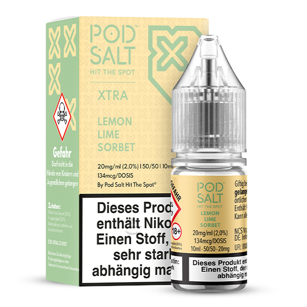 Pod Salt XTRA Lemon Lime Sorbet Nikotinsalz Liquid 10ml